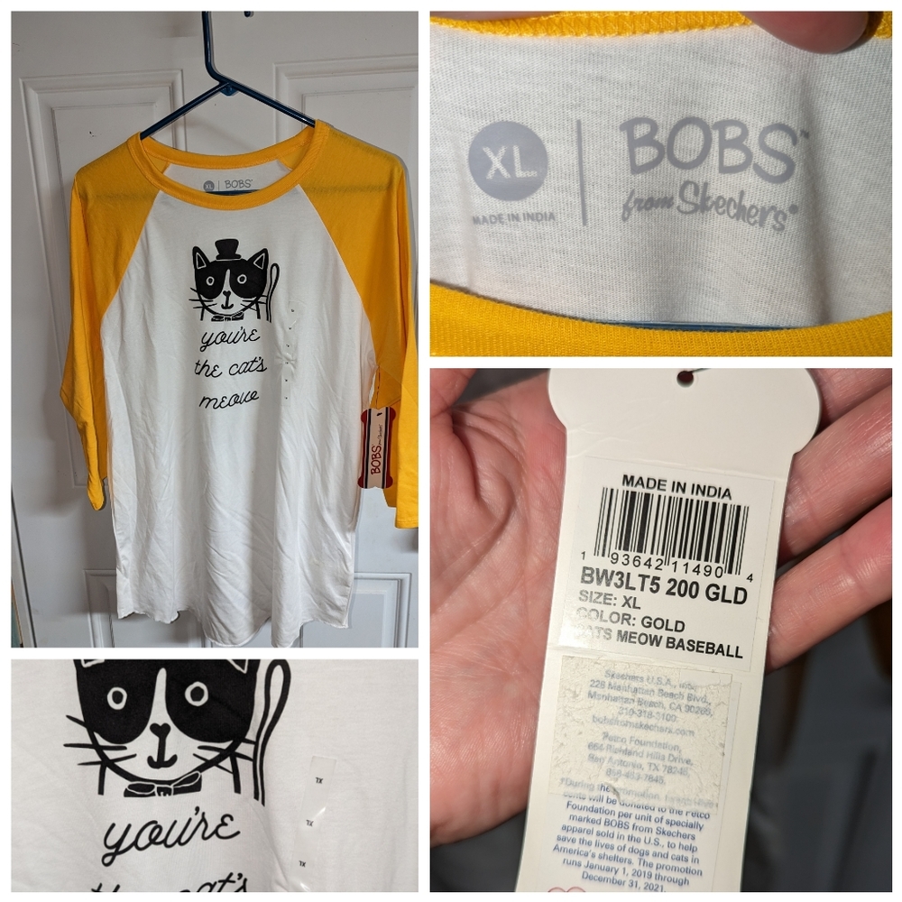 Bob's by sketchers Cat Tshirt nwt